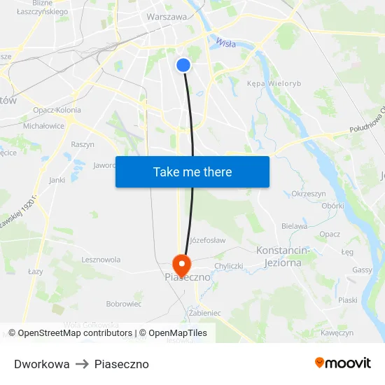 Dworkowa to Piaseczno map