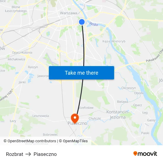 Rozbrat to Piaseczno map