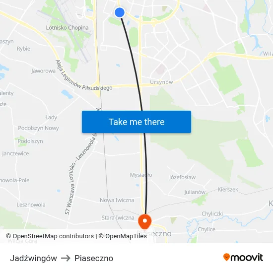 Jadźwingów to Piaseczno map
