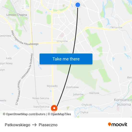 Patkowskiego to Piaseczno map