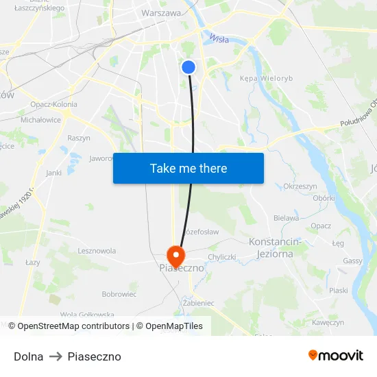 Dolna to Piaseczno map