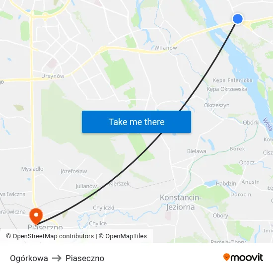 Ogórkowa to Piaseczno map