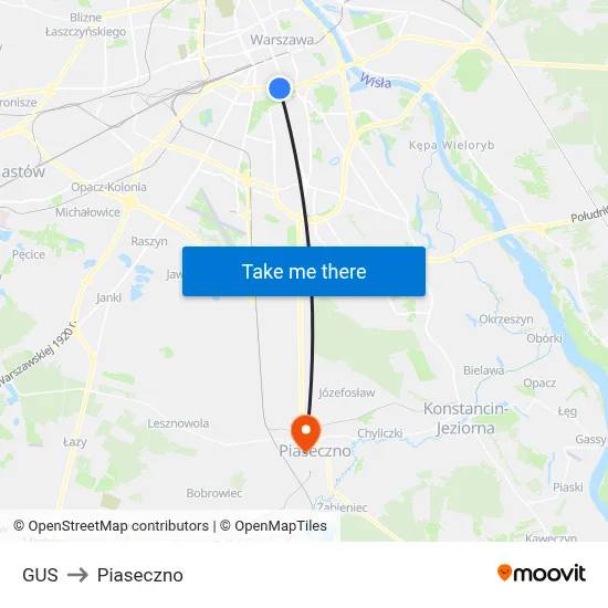 GUS to Piaseczno map