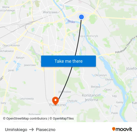 Umińskiego to Piaseczno map