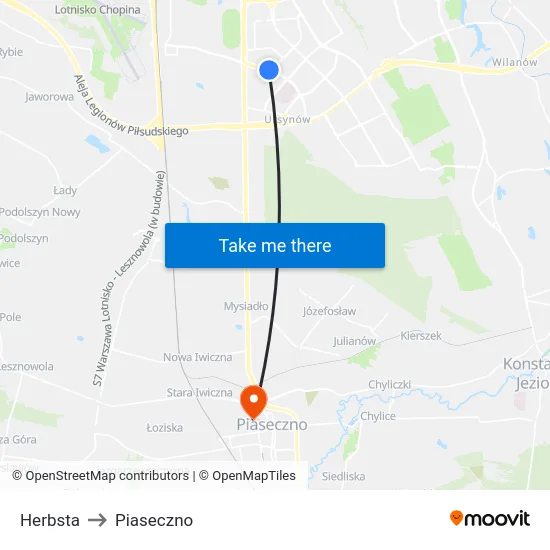 Herbsta to Piaseczno map