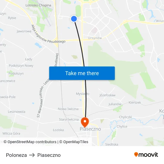 Poloneza to Piaseczno map