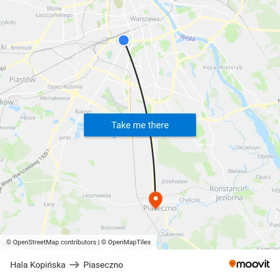 Hala Kopińska to Piaseczno map