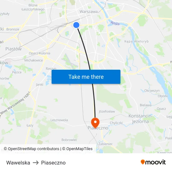 Wawelska to Piaseczno map
