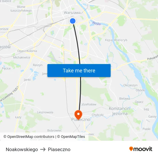 Noakowskiego to Piaseczno map
