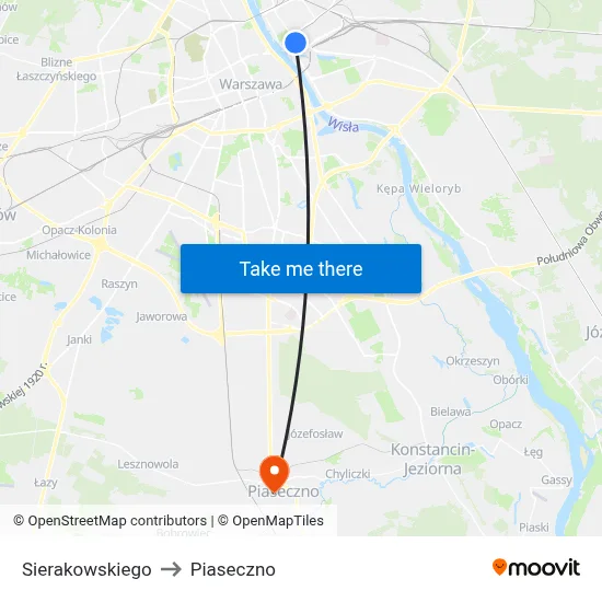 Sierakowskiego to Piaseczno map