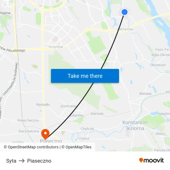 Syta to Piaseczno map