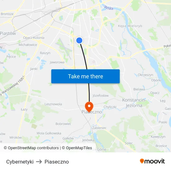 Cybernetyki to Piaseczno map