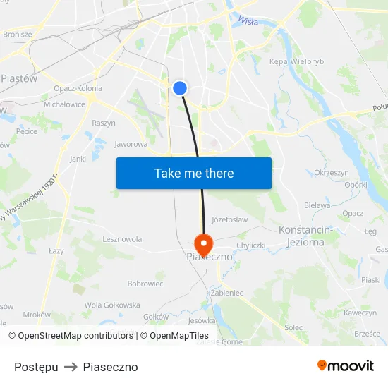 Postępu to Piaseczno map