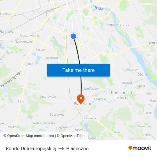 Rondo Unii Europejskiej to Piaseczno map