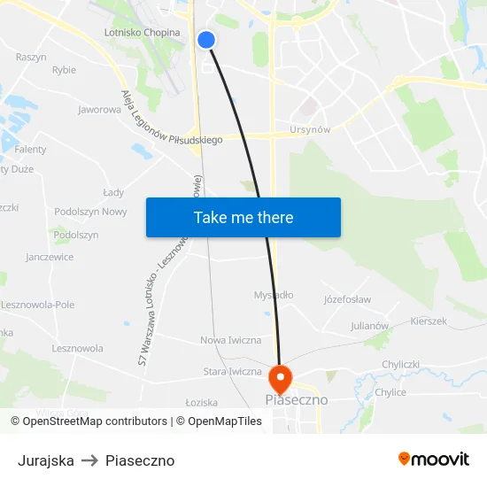 Jurajska to Piaseczno map