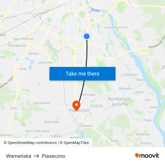 Warneńska to Piaseczno map