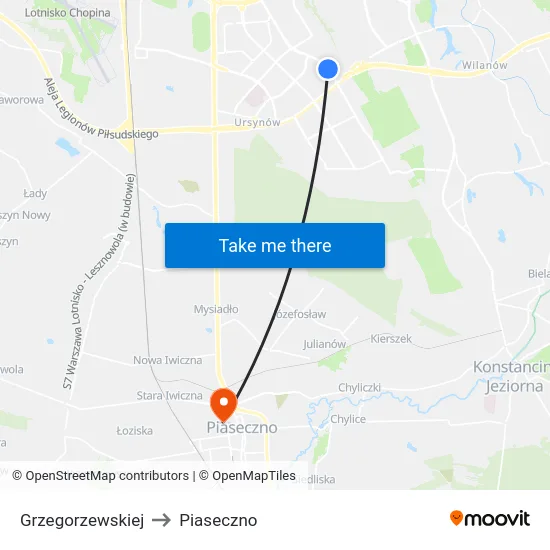 Grzegorzewskiej to Piaseczno map