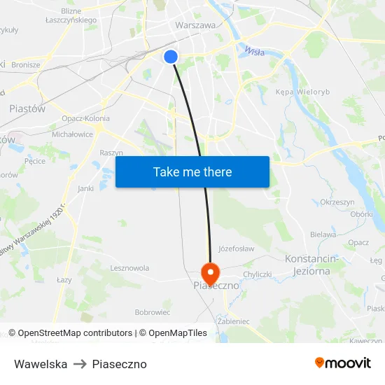 Wawelska to Piaseczno map