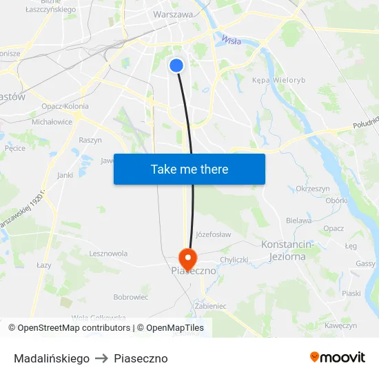 Madalińskiego to Piaseczno map