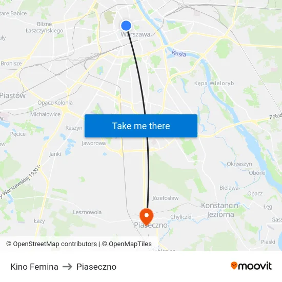 Kino Femina to Piaseczno map