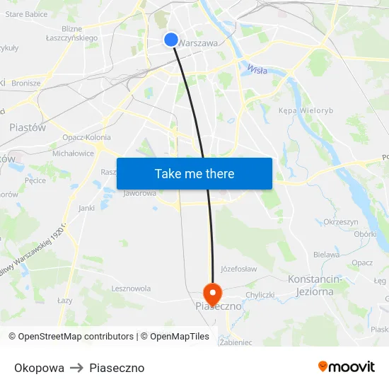 Okopowa to Piaseczno map