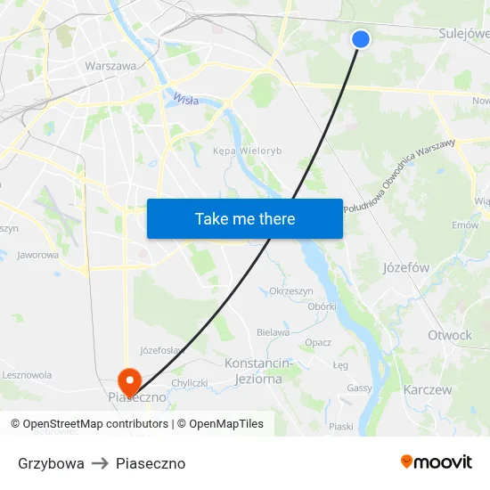 Grzybowa to Piaseczno map