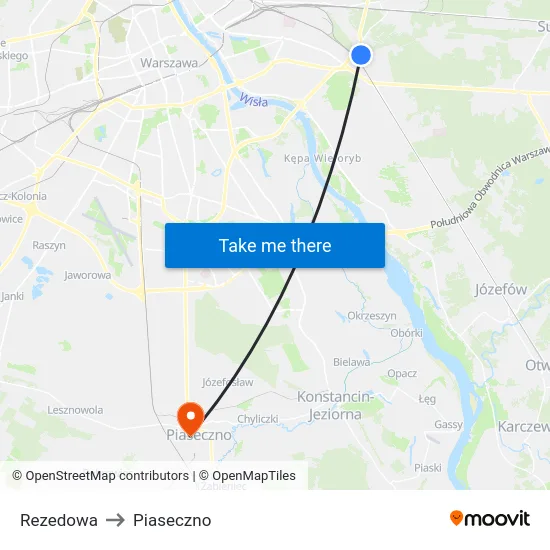 Rezedowa to Piaseczno map