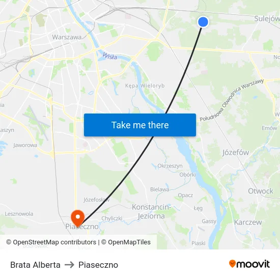 Brata Alberta to Piaseczno map