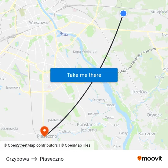 Grzybowa to Piaseczno map