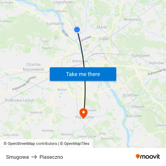 Smugowa to Piaseczno map