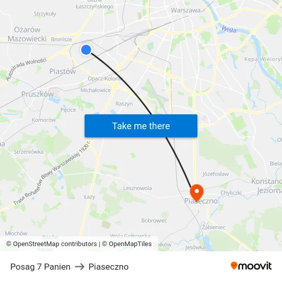 Posag 7 Panien to Piaseczno map