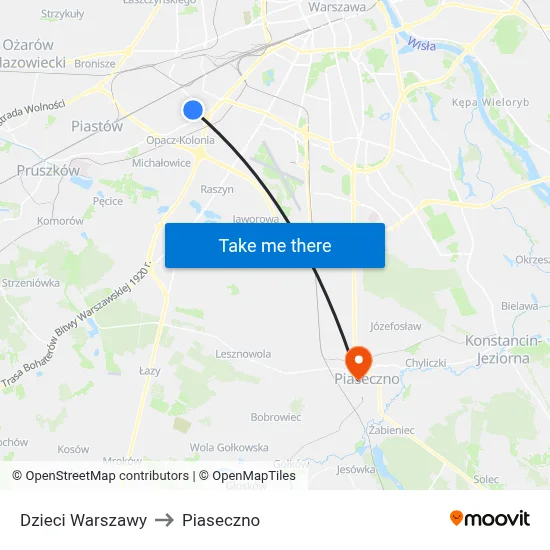 Dzieci Warszawy to Piaseczno map