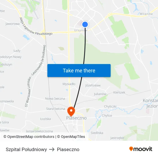 Szpital Południowy to Piaseczno map