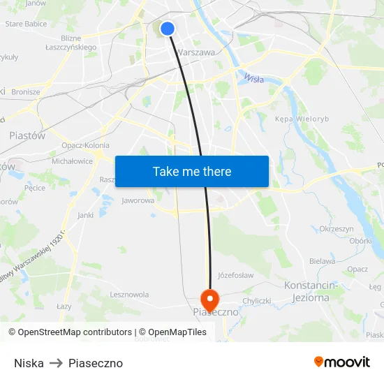 Niska to Piaseczno map