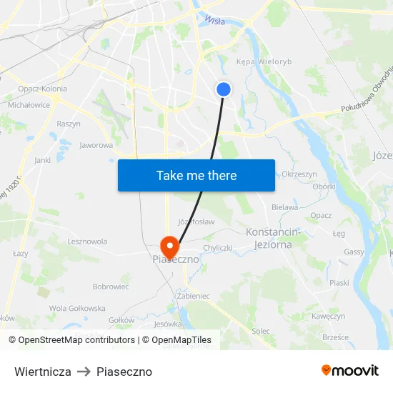 Wiertnicza to Piaseczno map