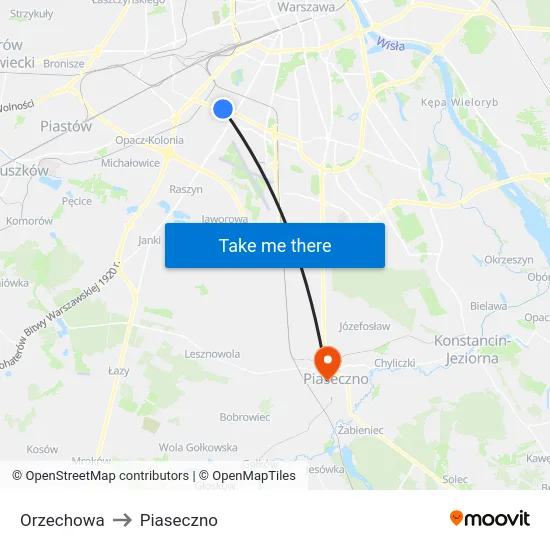 Orzechowa to Piaseczno map