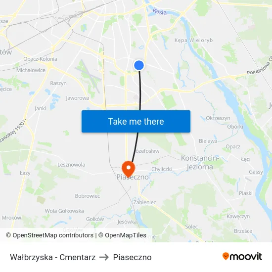 Wałbrzyska - Cmentarz to Piaseczno map