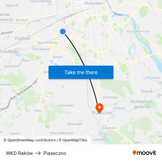 WKD Raków to Piaseczno map