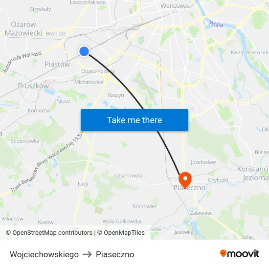 Wojciechowskiego to Piaseczno map