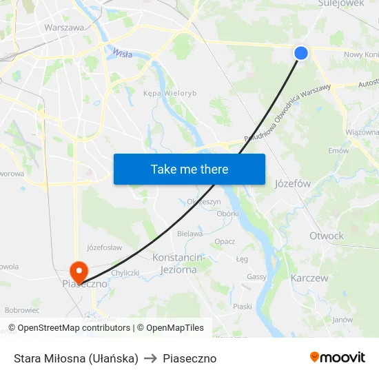 Stara Miłosna (Ułańska) to Piaseczno map