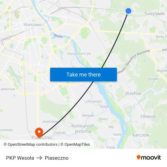 PKP Wesoła to Piaseczno map