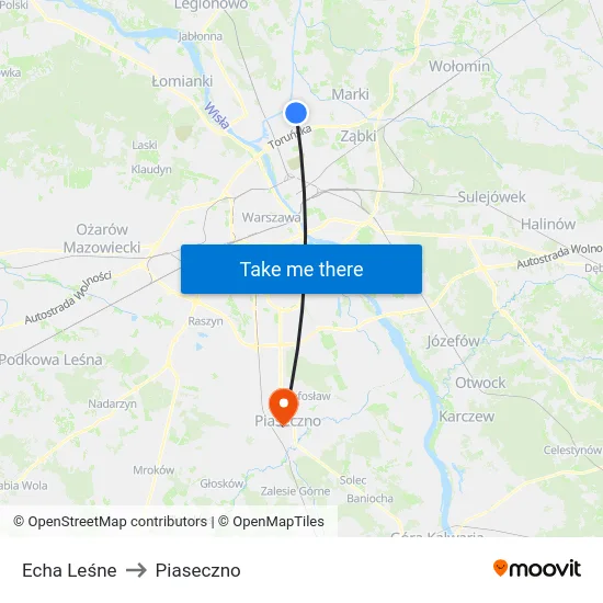 Echa Leśne to Piaseczno map