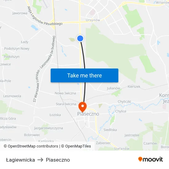 Łagiewnicka to Piaseczno map