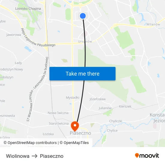 Wiolinowa to Piaseczno map
