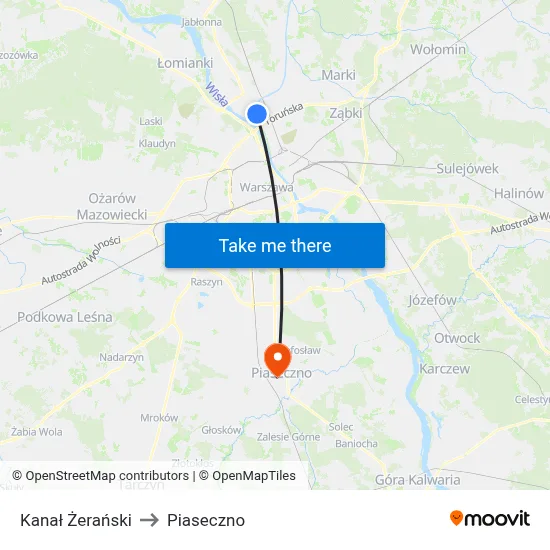 Kanał Żerański to Piaseczno map