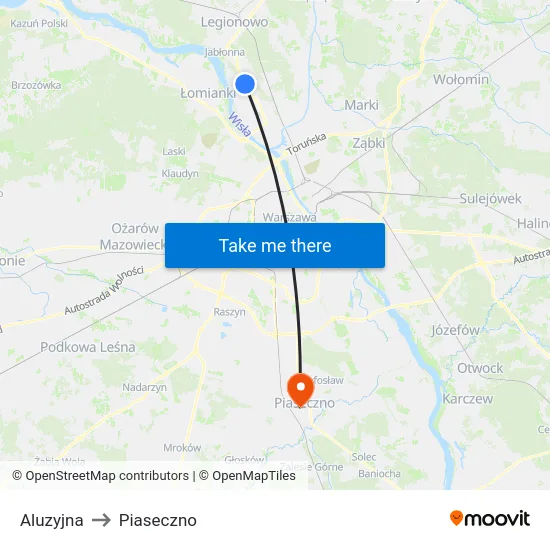 Aluzyjna to Piaseczno map