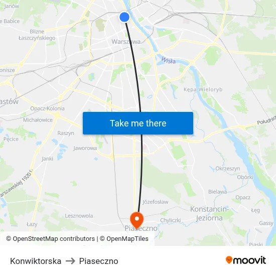 Konwiktorska to Piaseczno map