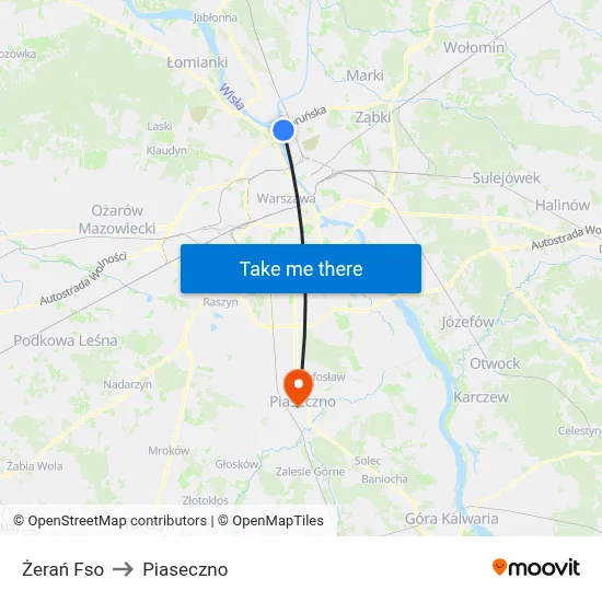 Żerań Fso to Piaseczno map