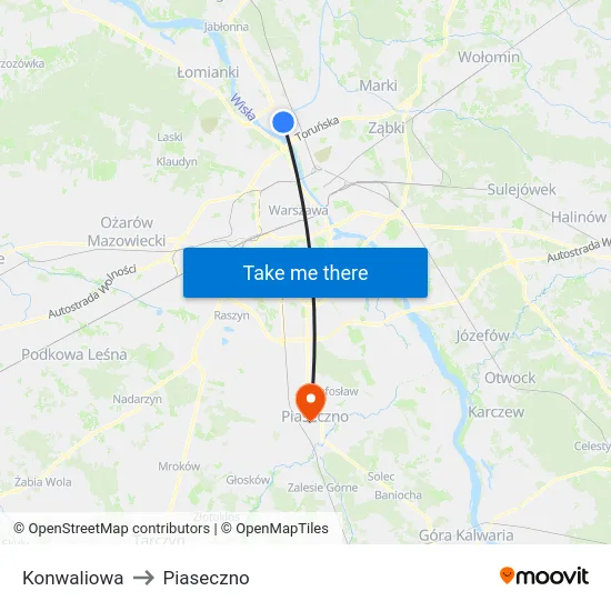 Konwaliowa to Piaseczno map
