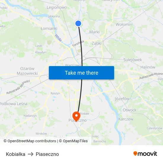 Kobiałka to Piaseczno map